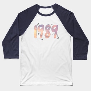 1989 Pink Sky Birds Baseball T-Shirt